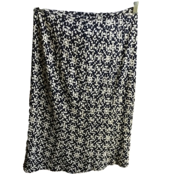 Sigrid Olsen Vintage Wrap Skirt Navy / Cream Geometric Print size M - Picture 5 of 12